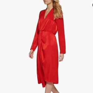 DKNY Wrap Satin Dress (Scarlet) - sz 2 | NWT